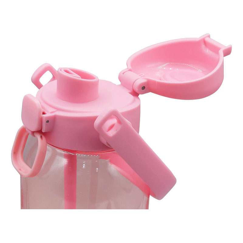 Botella Para Agua Con Popote Marca Nuvó® Sport 1 Litro Rosa- Amarillo
