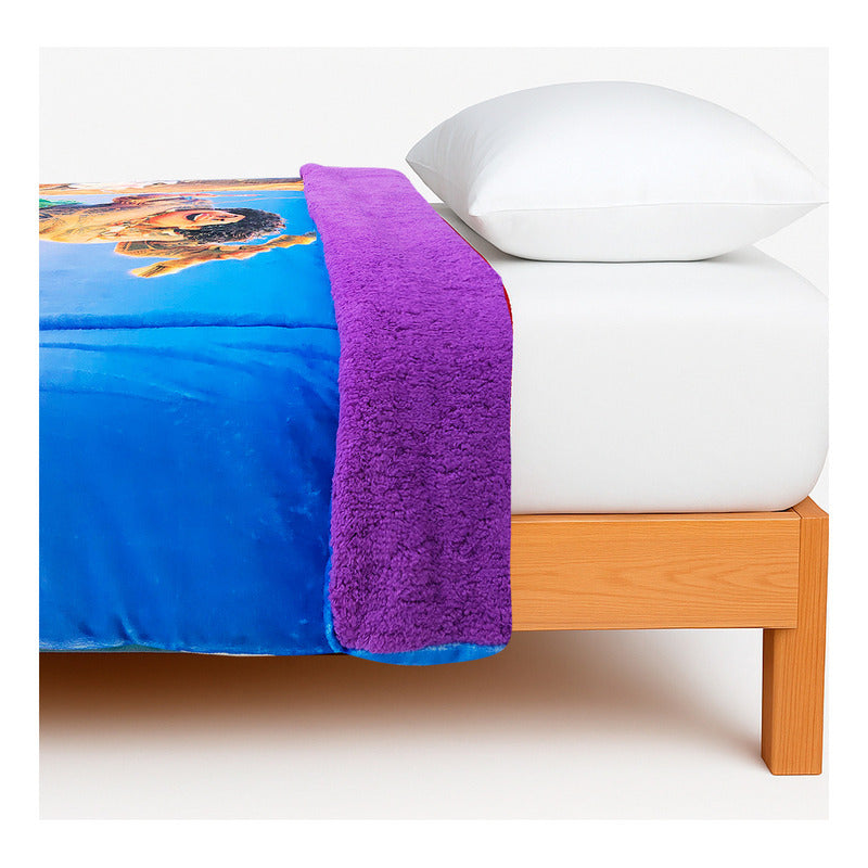 Cobertor Borrega Matrimonial 1.80x2.2m Infantil Providencia® Color Multicolor Diseño De La Tela Moana 2 Kg