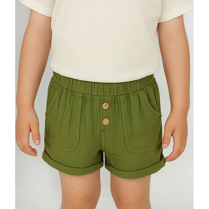 Short Bermuda Ligero Para Bebé Mod.1241 Marca Mayoral® Verde Musgo Liso 12 Meses