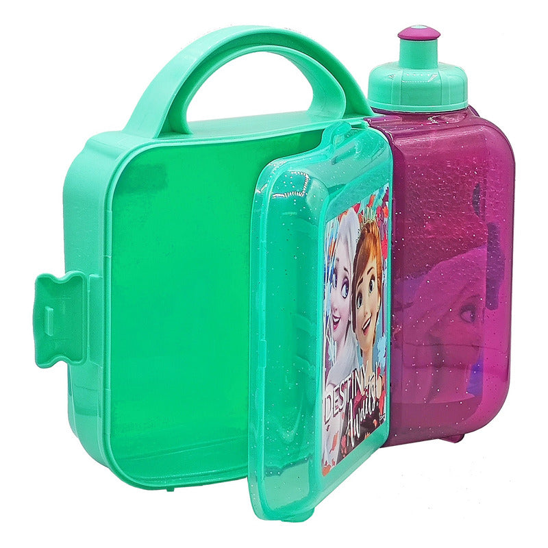 Lonchera Infantil De Plástico Con Botella Diseños Varios
