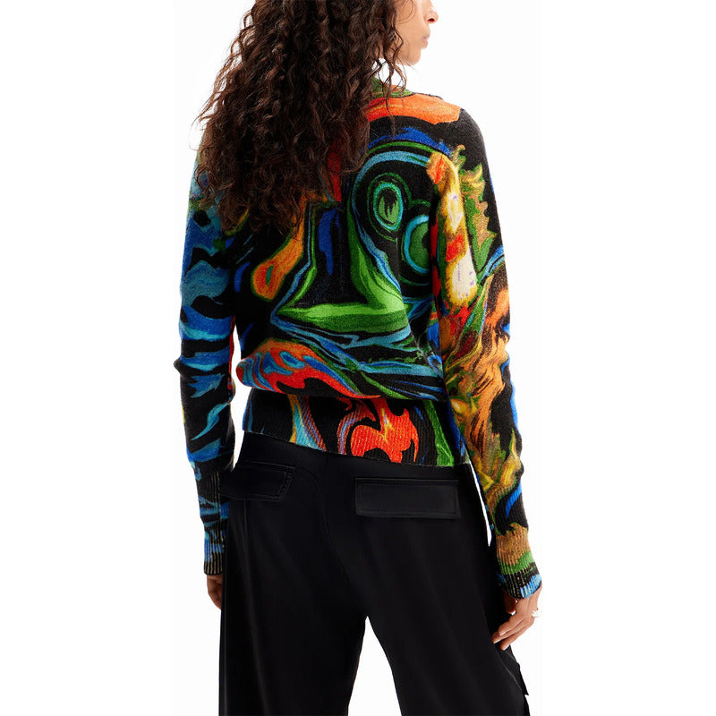 Suéter Suave Casual Para Mujer  23wwjf12/2000 Desigual® Multicolor Mármol Xl