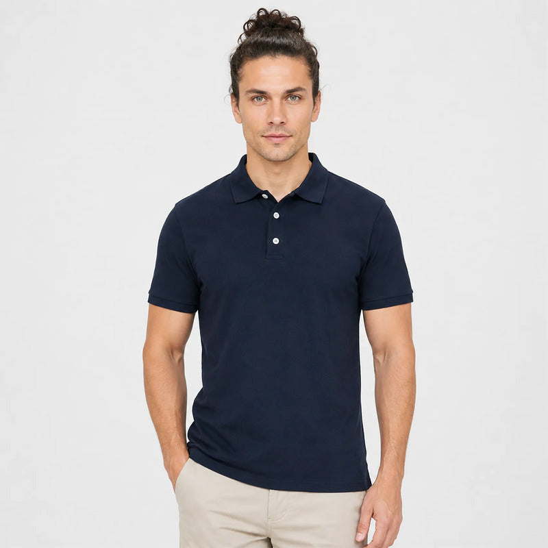 Playera Polo Para Hombre Mod.play01 Marca Truval® Azul Oscuro G Lisa