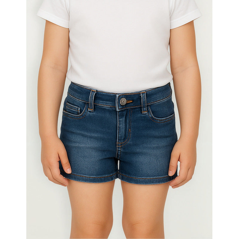 Short Casual Para Niña Mod.236 Marca Mayoral® Azul Acero Lisa 6