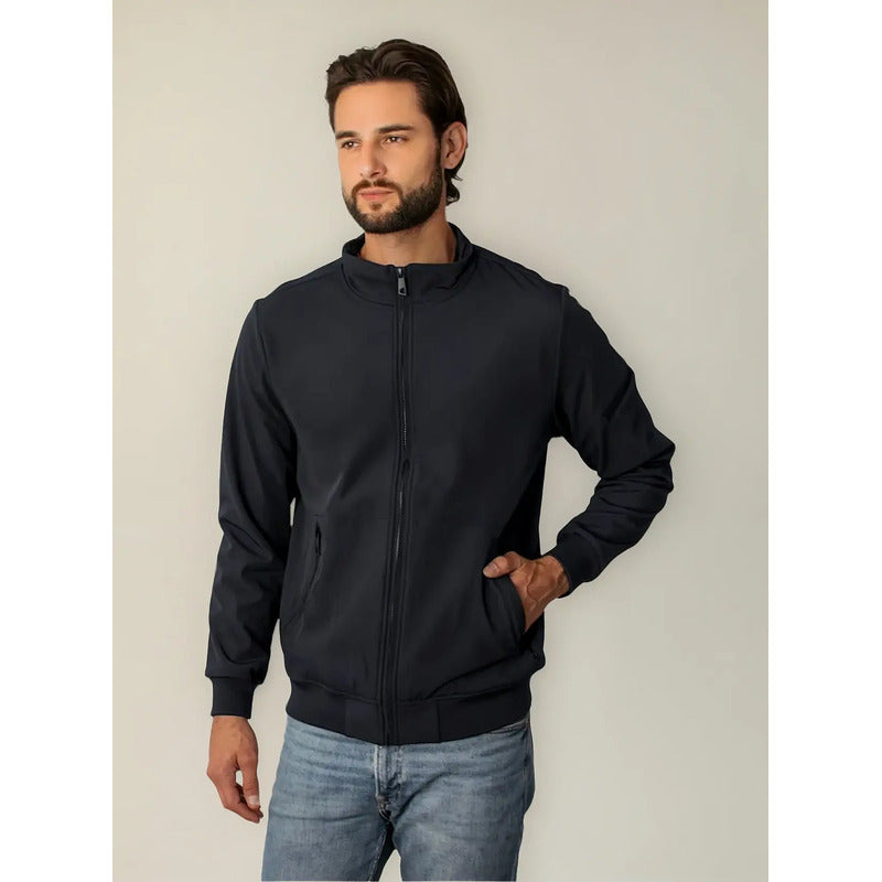 Chamarra Ligera Tipo Bomber Cw89-pol8728 Greenlander® Azul Marino 2x Lisa