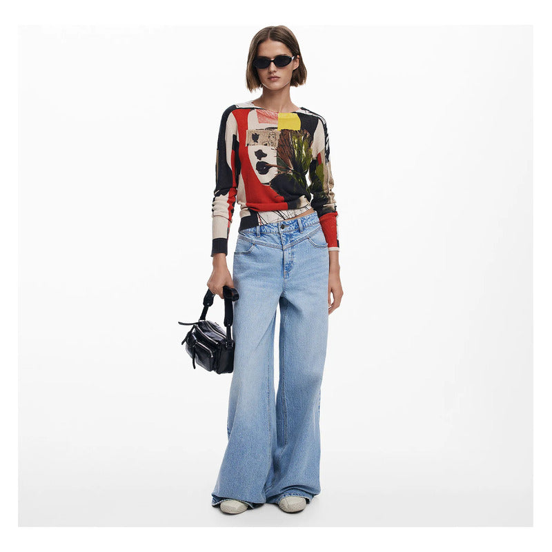 Suéter Diseño Christian Lacroix 25swjf27/9019 Desigual® Multicolor Collage Xs