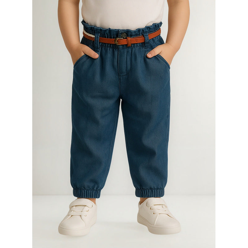 Pantalón De Niña Con Cinturón Mod.3552 Indigo Marca Mayoral® Índigo Liso 4 Años