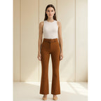 Pantalón De Mujer Casual Con Cinturón Mod.150cml Aldrete® Marrón Liso G