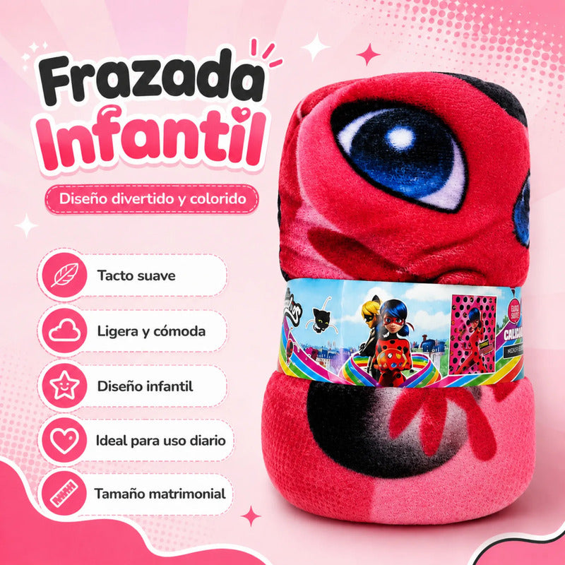 Cobertor Ligero Super Suave Matrimonial Diseños Providencia® Lady Bug-girl Power 850 G Multicolor