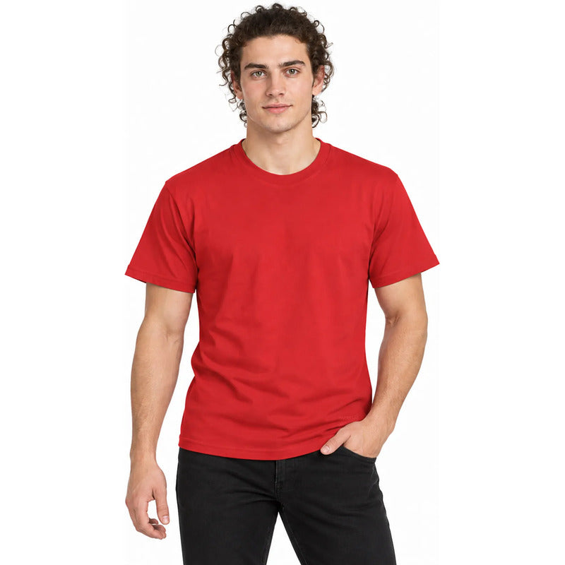 Playera Casual Básica Unisex Mod. 4148 Marca Skannda® Rojo Lisa G