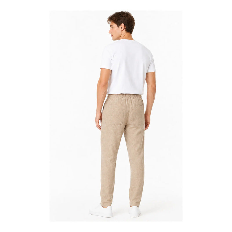 Pantalón Tipo Lino Para Hombre Mod. Mkhp0009 Mako & Co® Beige Lisa M