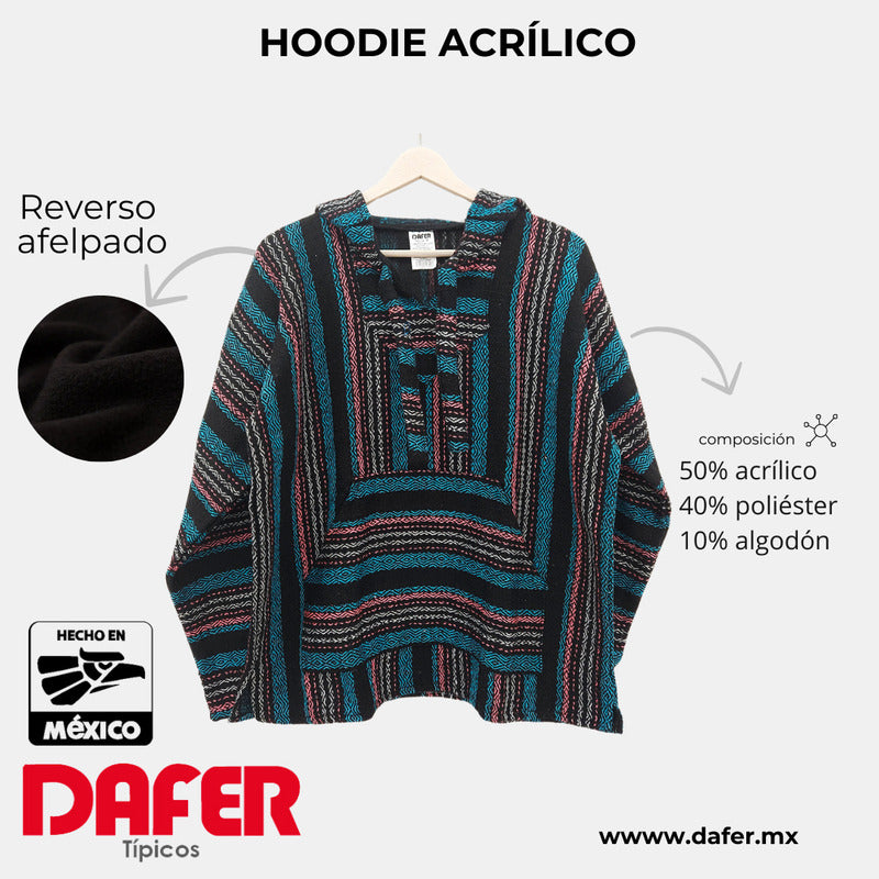Suéter Poncho Canguro Artesanal Hoodie Acrilico Colores