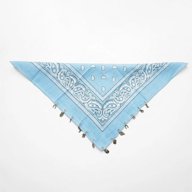 Paliacate Tradicional Multiusos Accesorio Unisex 55x55cm Celeste Geométrico Unitalla