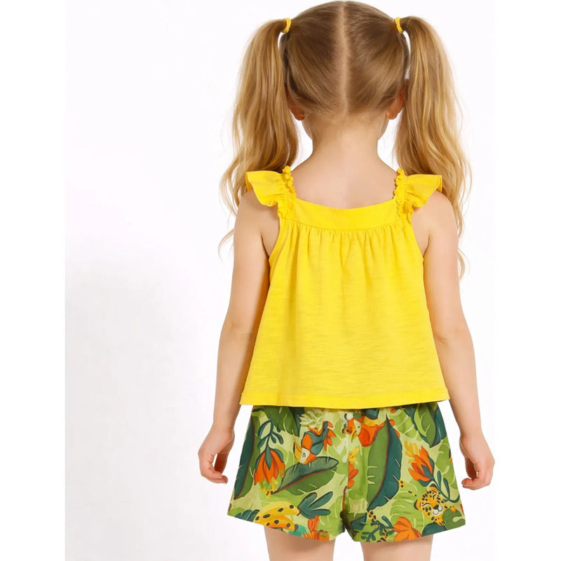Conjunto Para Niña Short+blusa Mod.3281 Marca Mayoral® Banana Floreado 7 Años