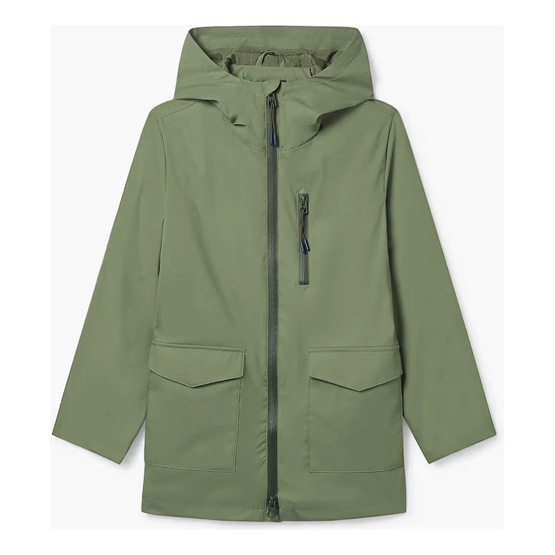 Chamarra Juvenil Impermeable Mod.6418 Marca Mayoral® Verde Olivo 16 Lisa