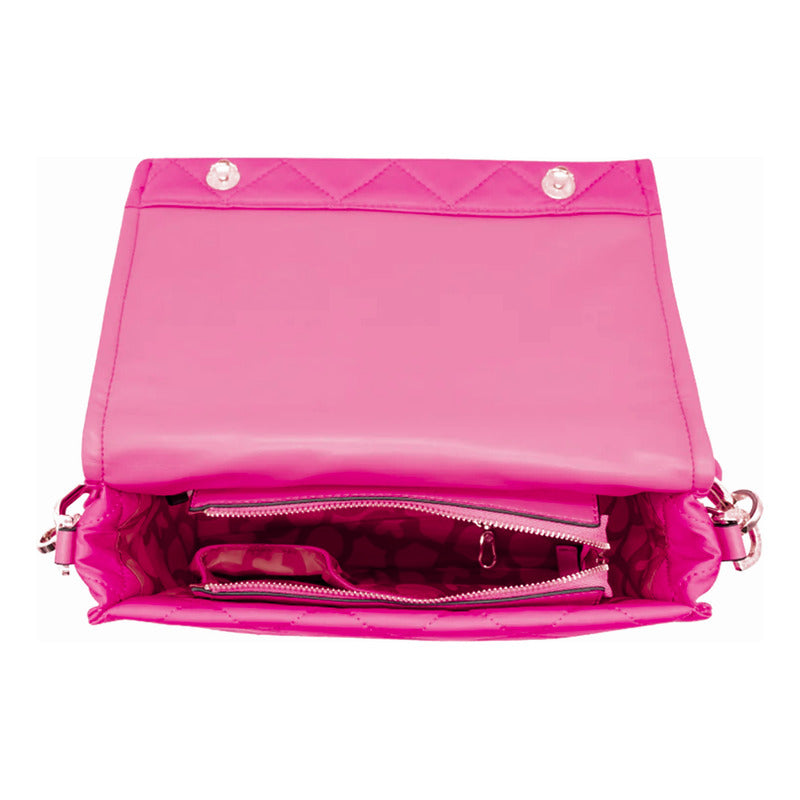 Bolso Flap Para Mujer Mod.ji 2489 Marca Jaime Ibiza® Rosa Chicle Cuadriculado Oro Multicolor