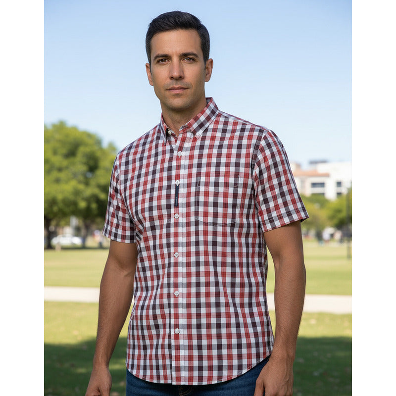 Camisa Regular Fit Cuadros Para Hombre Marca White Peak®