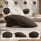 Boina Gorra Casual Retro Para Mujer Atemporal Marron Ch Rayas