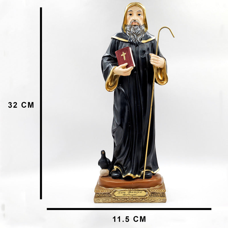 Imagen Religiosa De Resina San Benito 30cm Multicolor