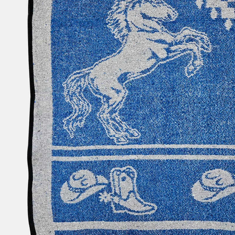 Jorongo Gaban Artesanal Mexicano Colores Azul Caballos Xg