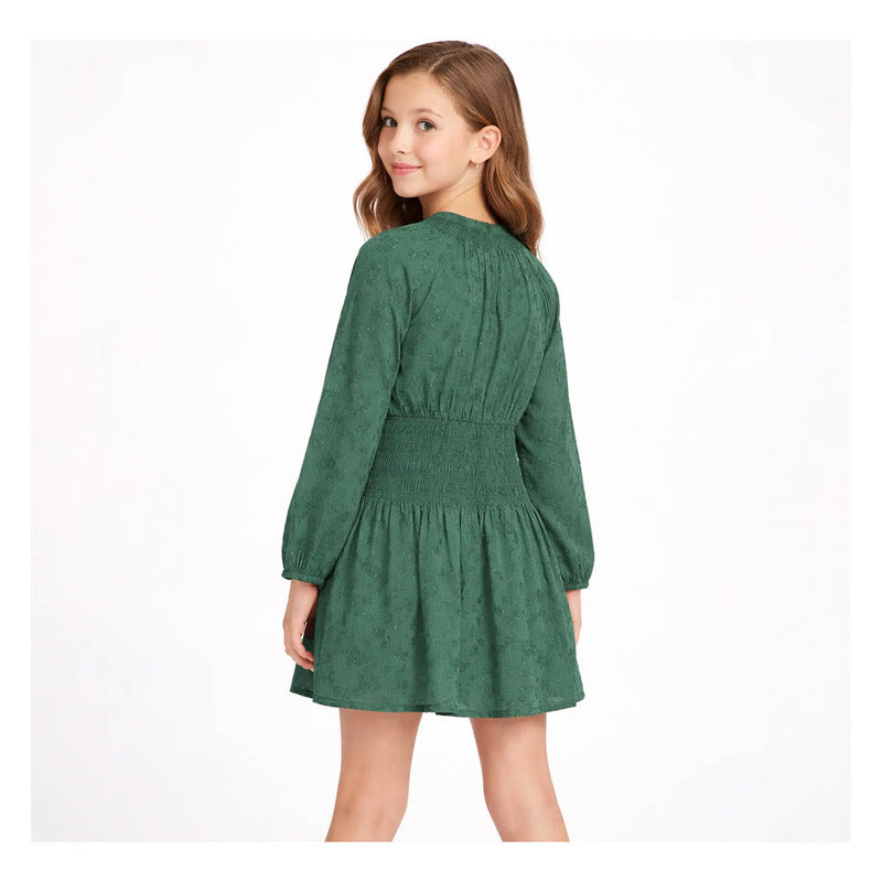 Vestido Juvenil Tipo Gasa Mod.7909 Marca Mayoral® Verde Eucalipto Gotas De Lluvia 16 Años