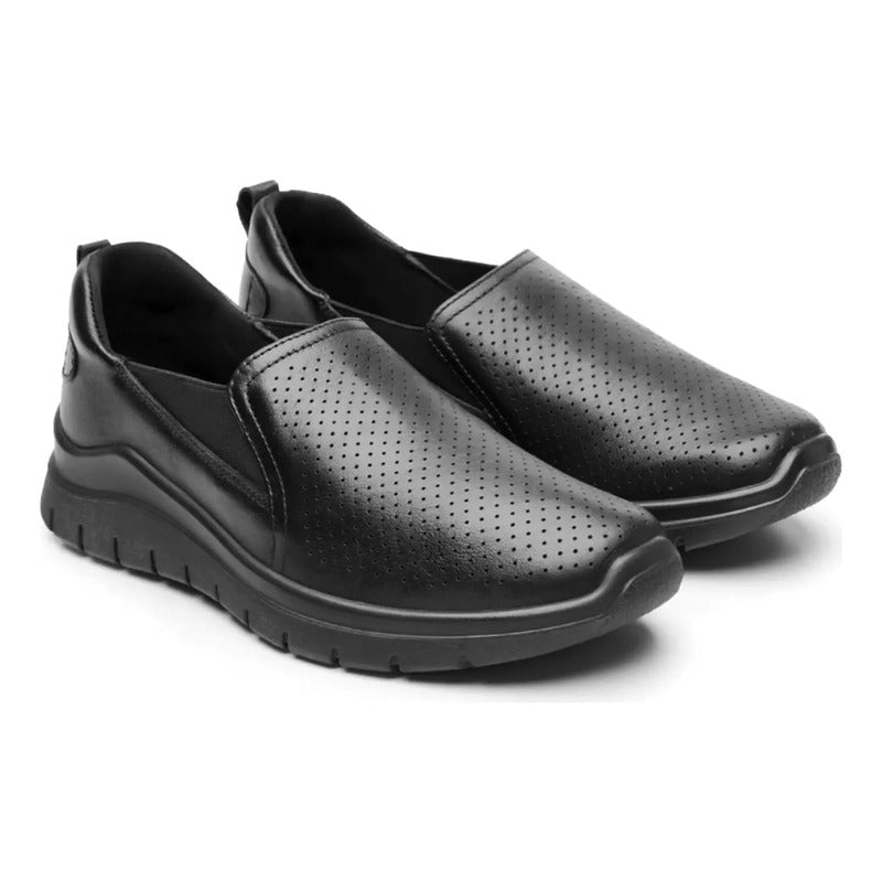 Zapato Mocasín Conford Para Mujer Mod.130210 Marca Flexi® Negro Perforado 25 Mx