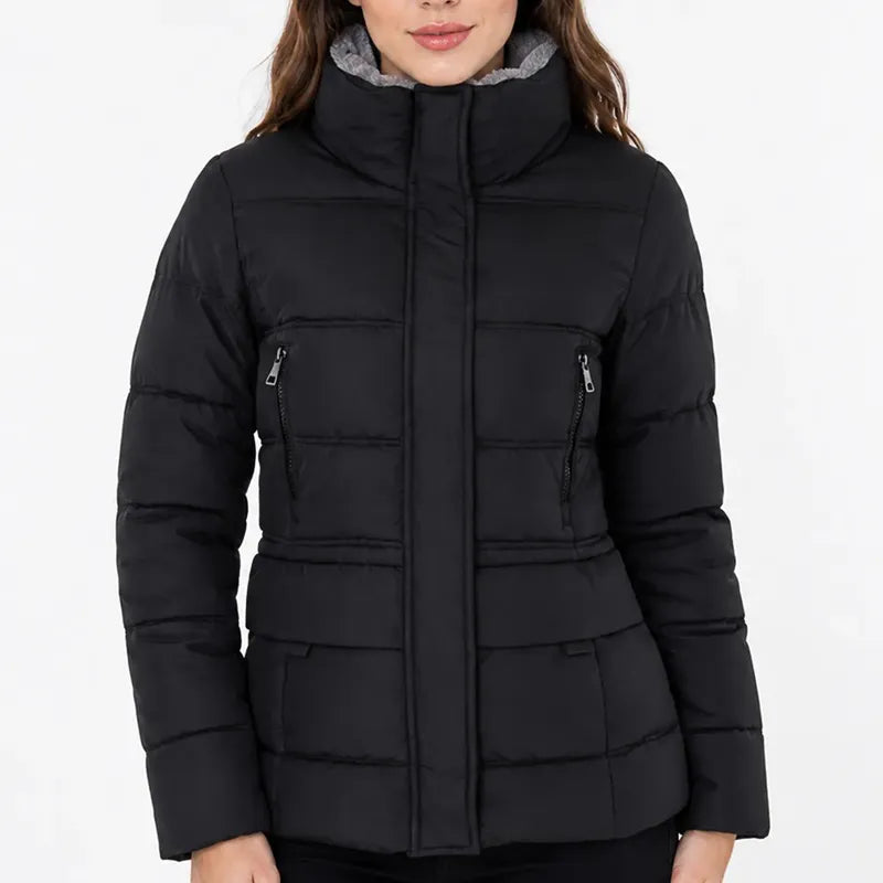 Chamarra Para Mujer Cuello Peluche Dw89-pol7355 Greenlander® Negro Eg Capitonado