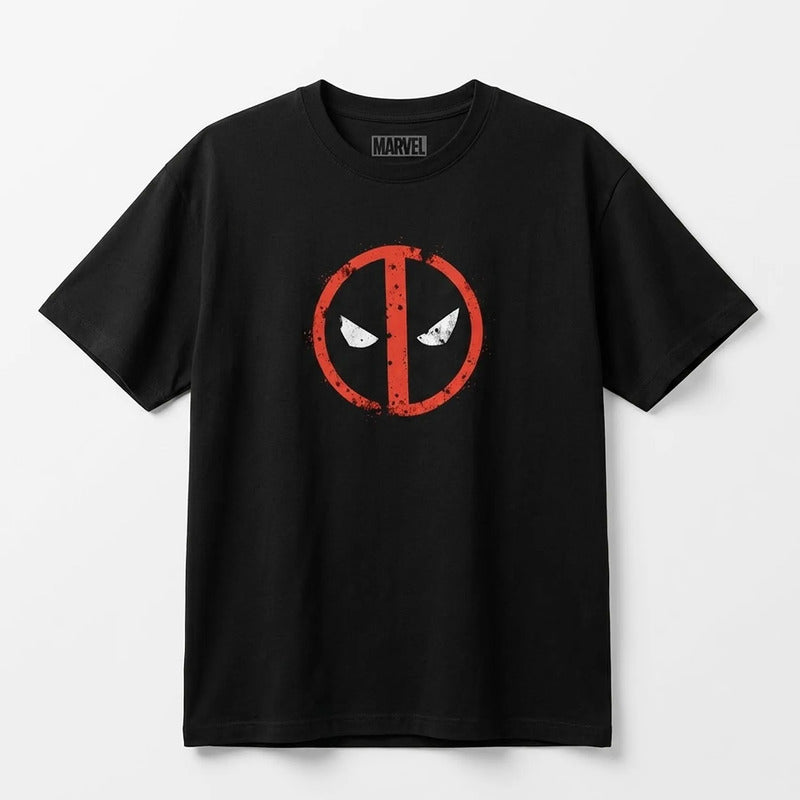 Playera Oversize Fit De Hombre Deadpool Mascara De Latex® Negro Deadpool Logo G Lisa