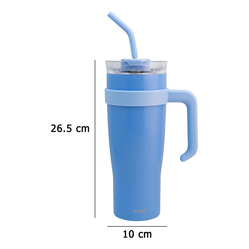 Termo Doble Pared Acero Inoxidable Con Asa/popote 1.2l Nuvó®