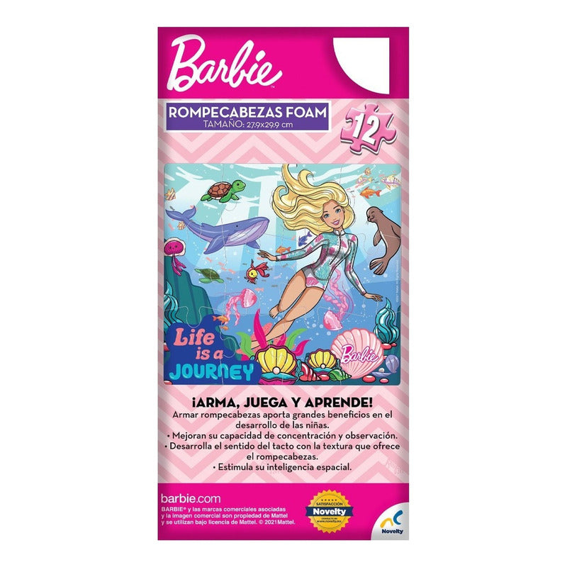 Rompecabezas Novelty Barbie Foam Caja Carton De 12 Piezas