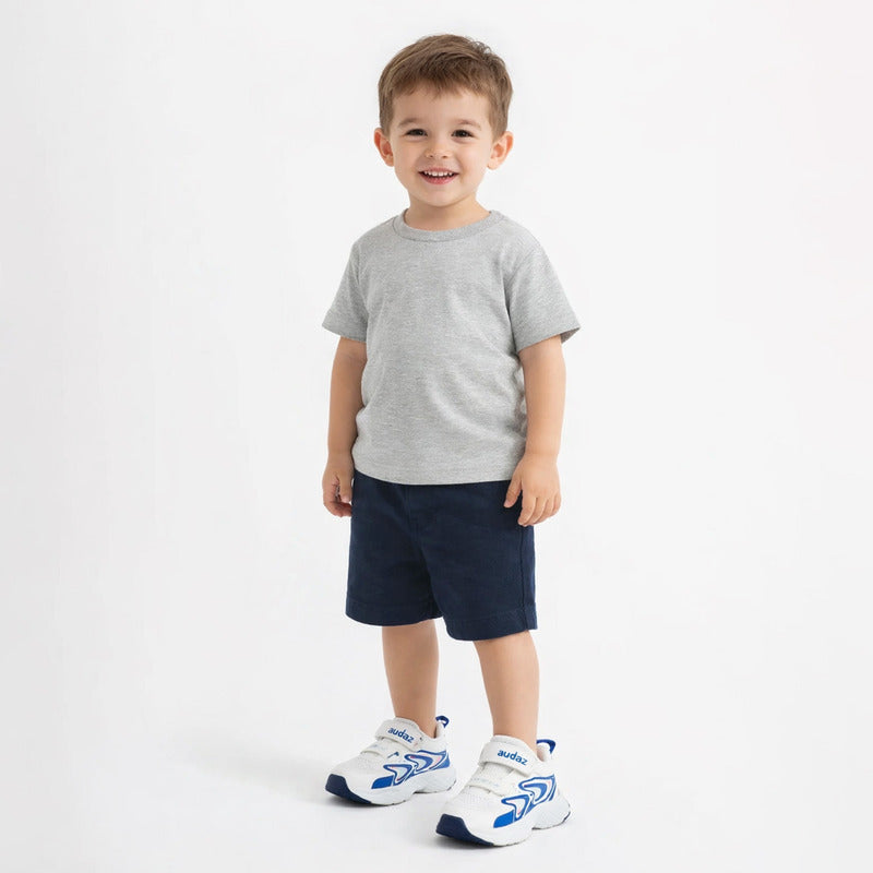 Tenis Para Niño Mod.205200b Marca Coqueta Y Audaz® Blanco Lisa 17 Mx