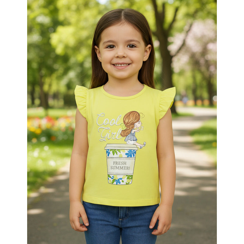 Blusa Para Niña Manga Corta Con Estampado Marca Mayoral®