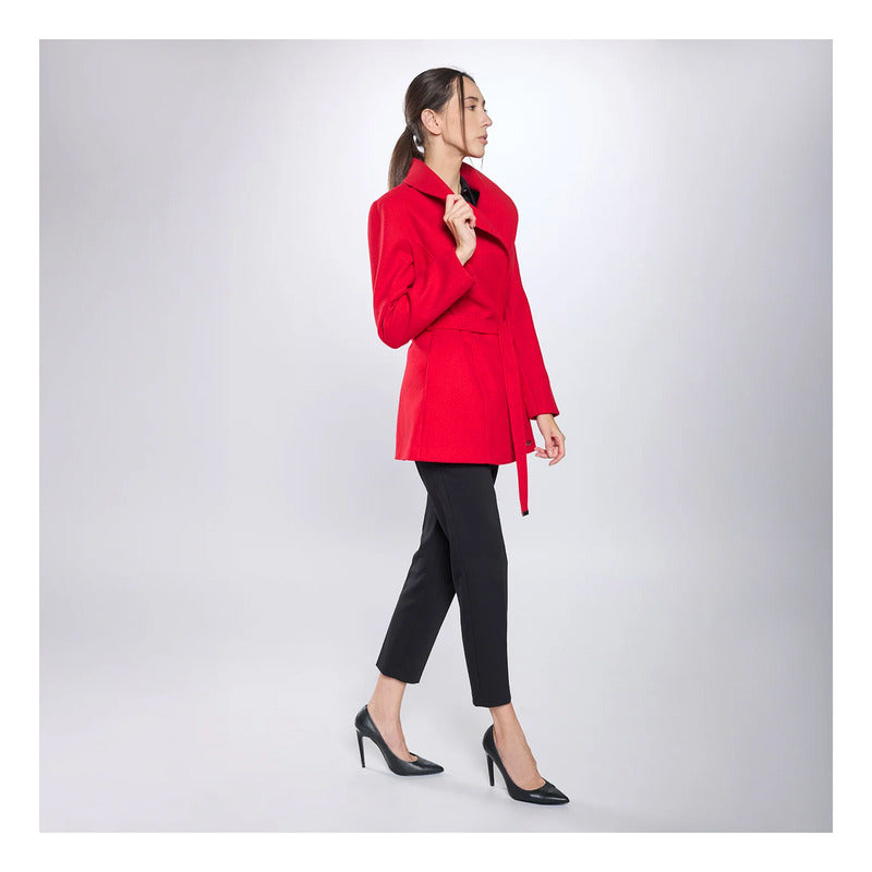 Abrigo Aterciopelado Con Cinturón Para Dama Marca Vanity®