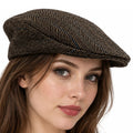 Boina Gorra Casual Retro Para Mujer Atemporal Marron Ch Rayas