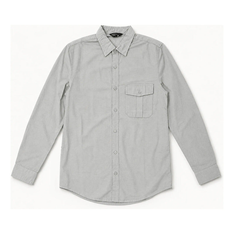Camisa Lino Regular Fit Para Hombre Mod. Le2604 Roosevelt® Gris Lisa Ch