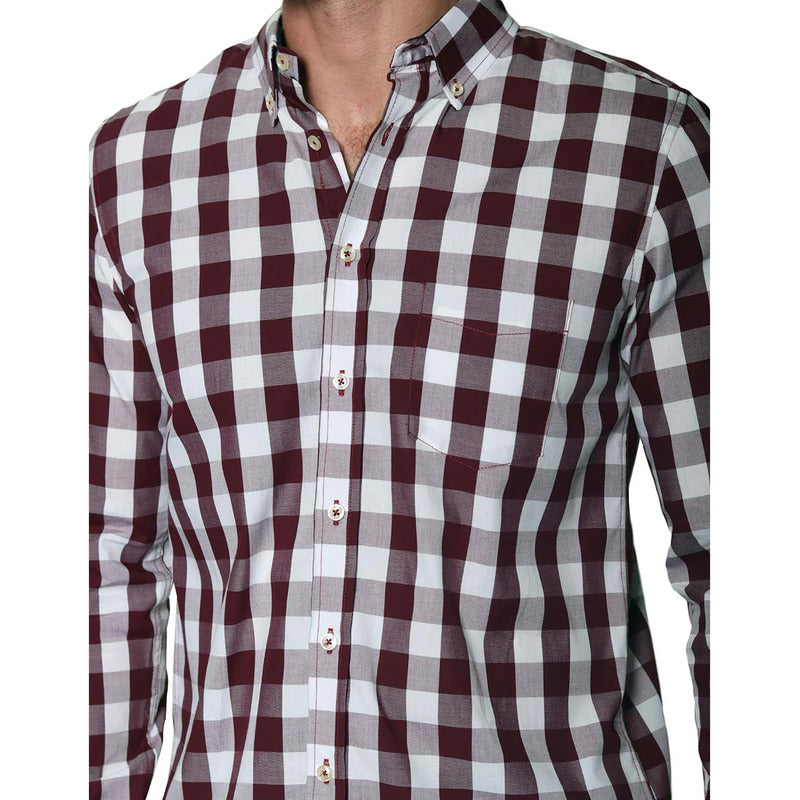 Camisa Cuadros Para Hombre Manga Larga Mod. B45205 Bobois®