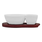 Botanero De Porcelana Con Base De Madera Marca Concepts® Blanco
