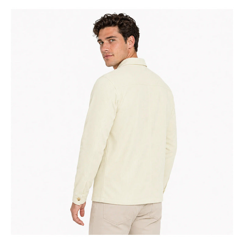 Chamarra Casual Para Hombre Mod. Ccli0224 Marca Lob® Hueso M Lisa