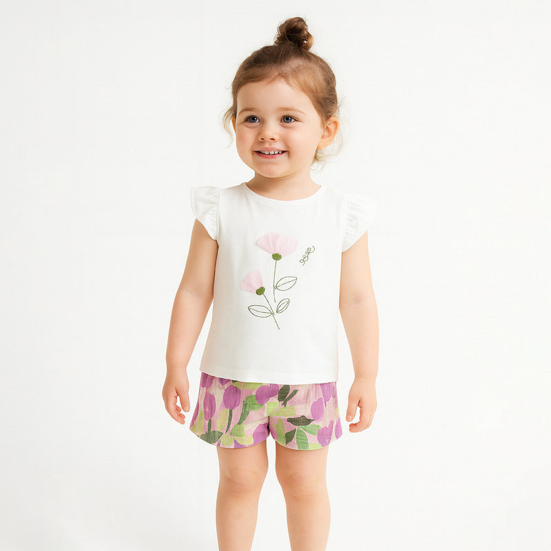 Conjunto De Bebé Blusa+short Mod.1237 Marca Mayoral®