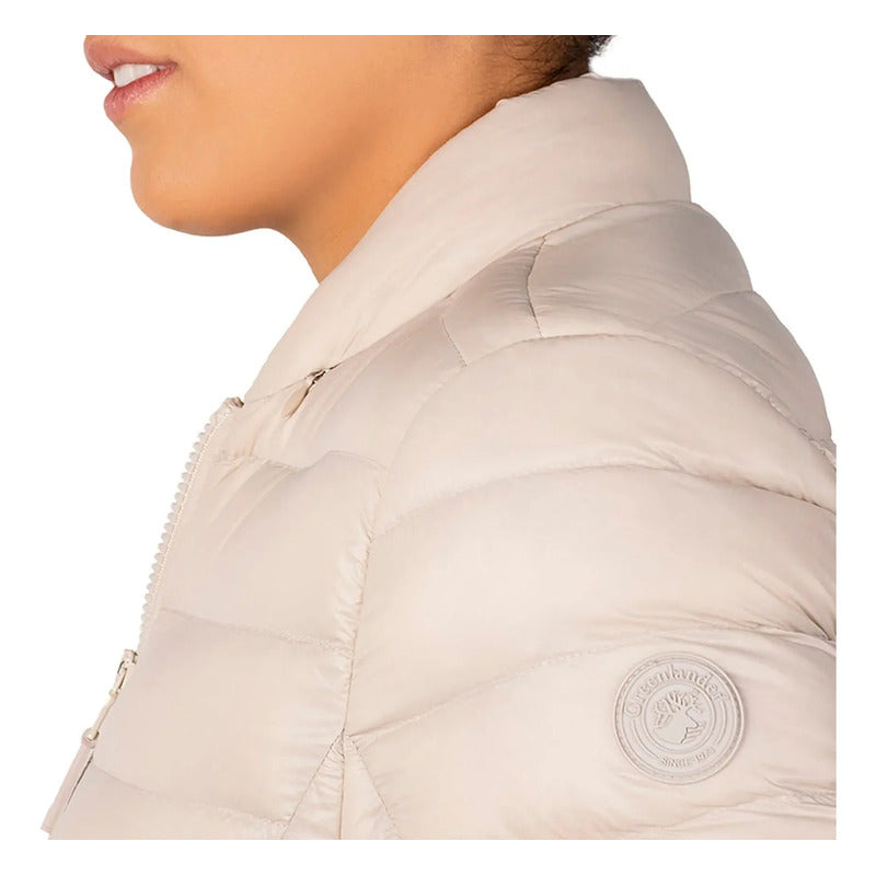 Chamarra Capitonada Mod.dw86-pol7096 De Pluma Greenlander® Beige M Lisa