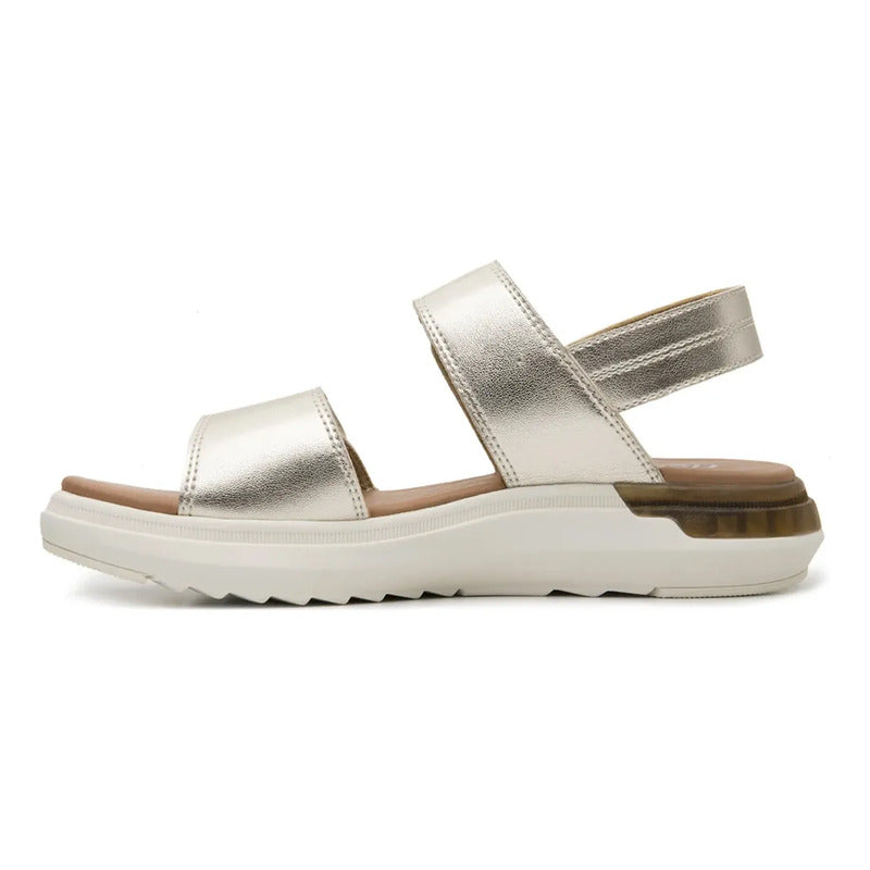 Sandalia Casual Para Mujer Con Cápsula 129401 Marca Flexi® Oro Liso 25.5 Mx