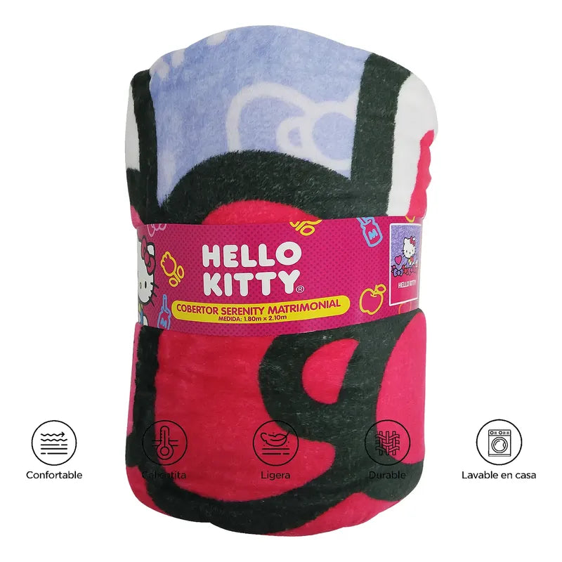 Cobertor Ligero Super Suave Matrimonial Diseños Providencia® Hello Kitty 850 G Multicolor