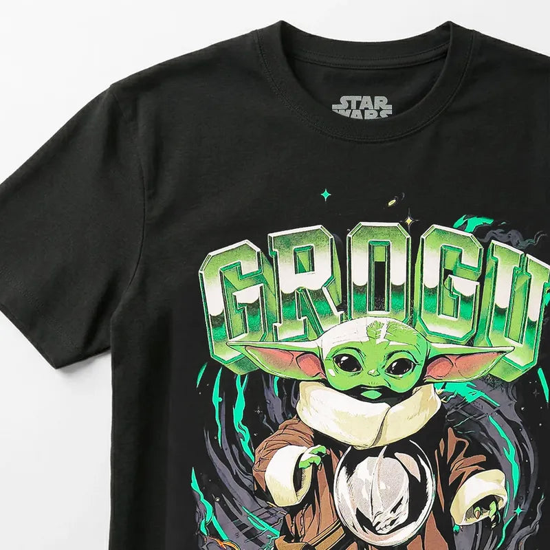 Playera Oversize Fit De Hombre Grogu Force Mascara De Latex® Negro Grogu Force Eg Lisa