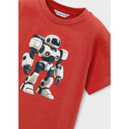Playera Casual Para Niño Mod.3066 Marca Mayoral® Tomate Robot 2 Años Lisa