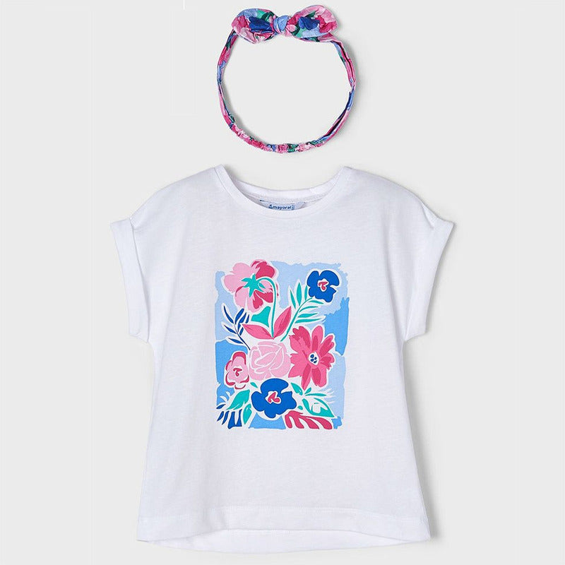 Blusa Para Niña Con Diadema Mod.3040 Marca Mayoral® Blanco 3 Años