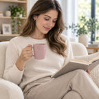 Taza De Cerámica Acanalada 370ml Estilo Nórdico Violeta 1744-98 Acanalada