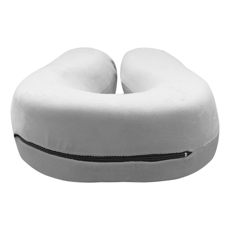 Almohada De Viaje Memory Foam Soporte Cuello Marca Arvic® Gris Liso