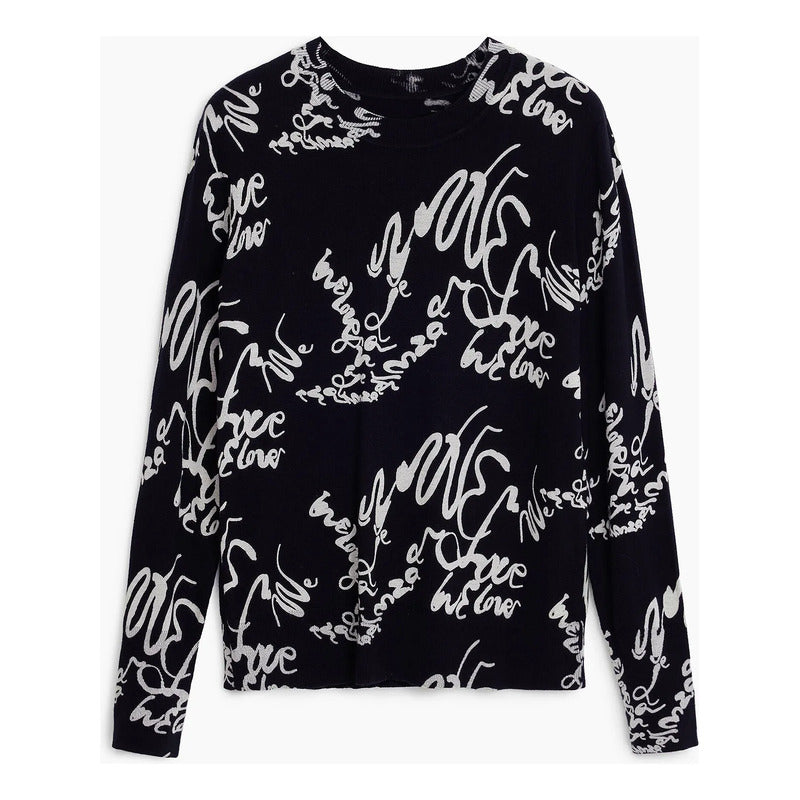 Suéter Ligero Para Mujer 25swjf04/2000 Marca Desigual® Negro Letras Xs