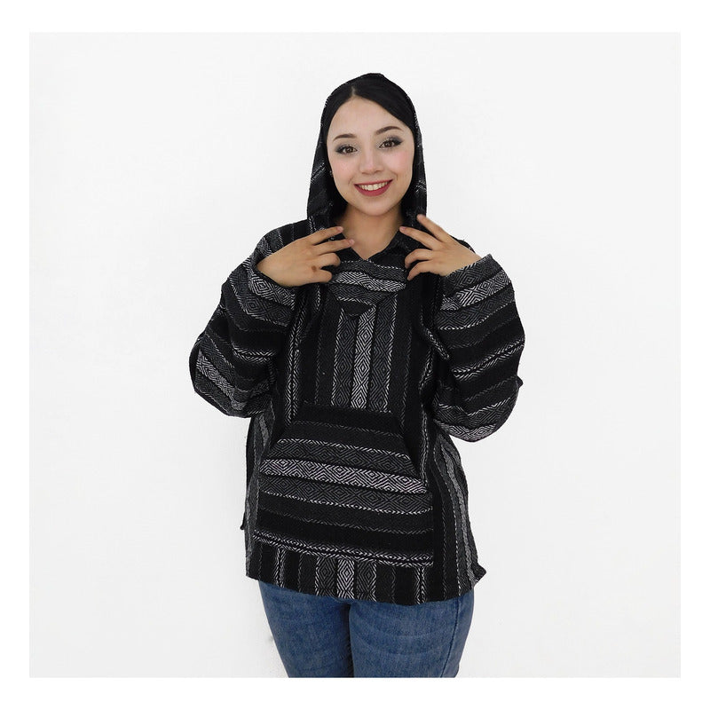 Suéter Poncho Canguro Artesanal Hoodie Acrilico Colores