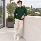 Sueter Cuello Alto Con Cierre Para Hombre E55302 Bobois® Verde Lisa M