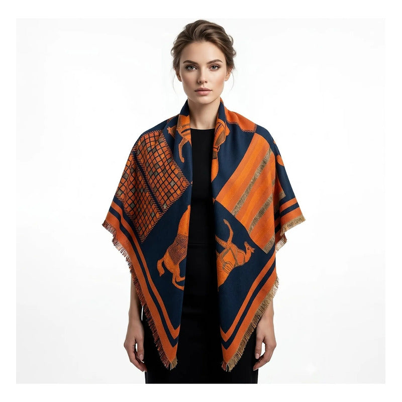 Chalina Chal Casual Suave Para Mujer 130x130cm Multiusos Multicolor Caballos Unitalla